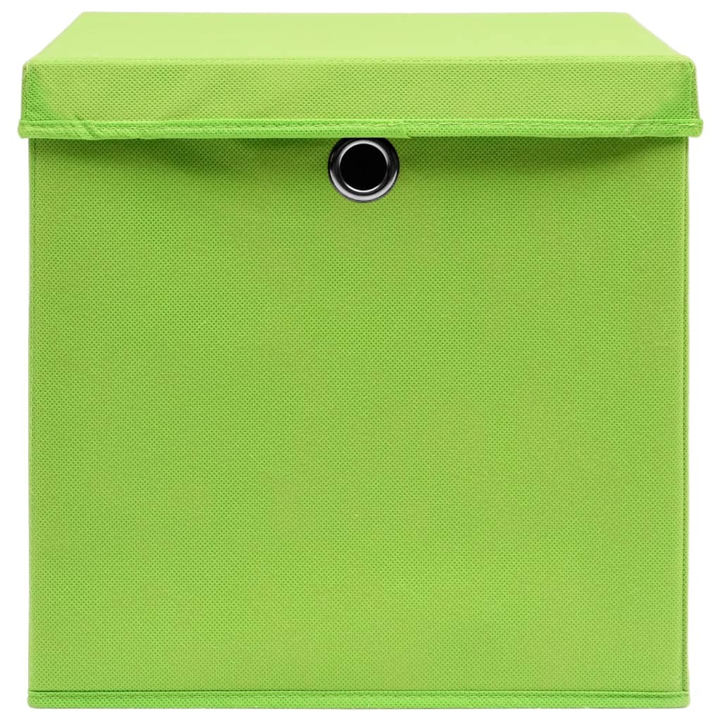 Storage Boxes with Covers 4 pcs 28x28x28 cm Green